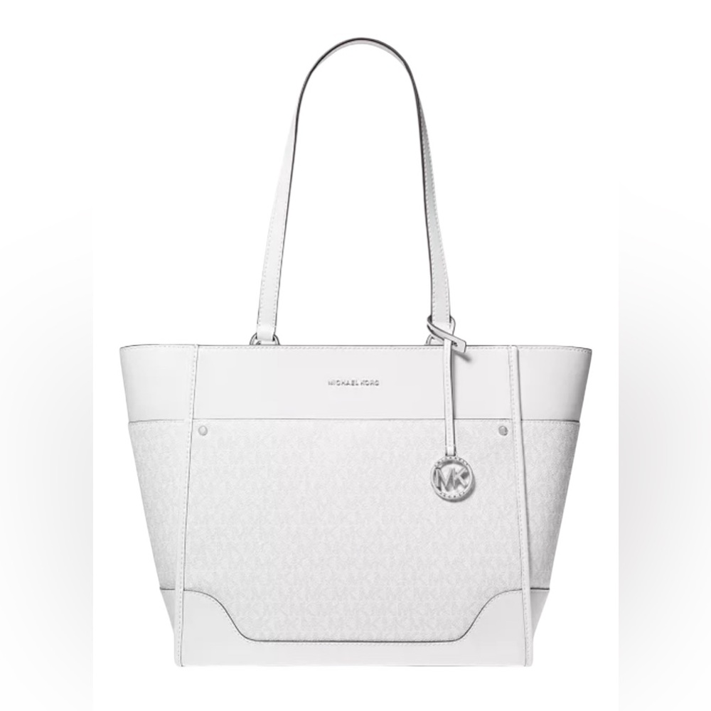 Michael Kors Harrison Extra Large Top Zip Tote Optic White can fit laptop
